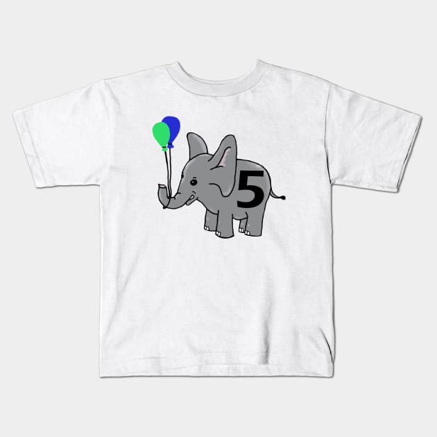 Baby elephant | 5th birthday Kids T-Shirt by Die Designwerkstatt